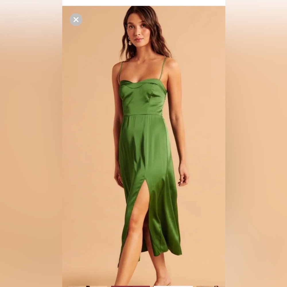 Abercrombie green satin dress